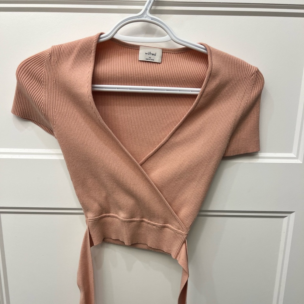 Wilfred Blush Ribbed Wrap Top